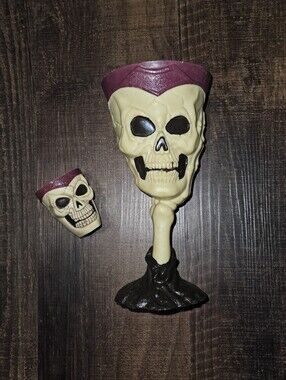 Vintage Easter Unlimited Skull Goblet Hard Plastic Halloween Skeleton Chalice